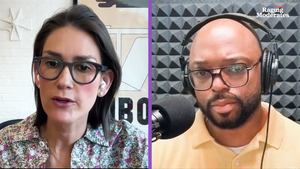 Jessica Tarlov and Astead Herndon discuss the rise in conspiracy theorists on the left (Credit: Raging Moderates/YouTube)